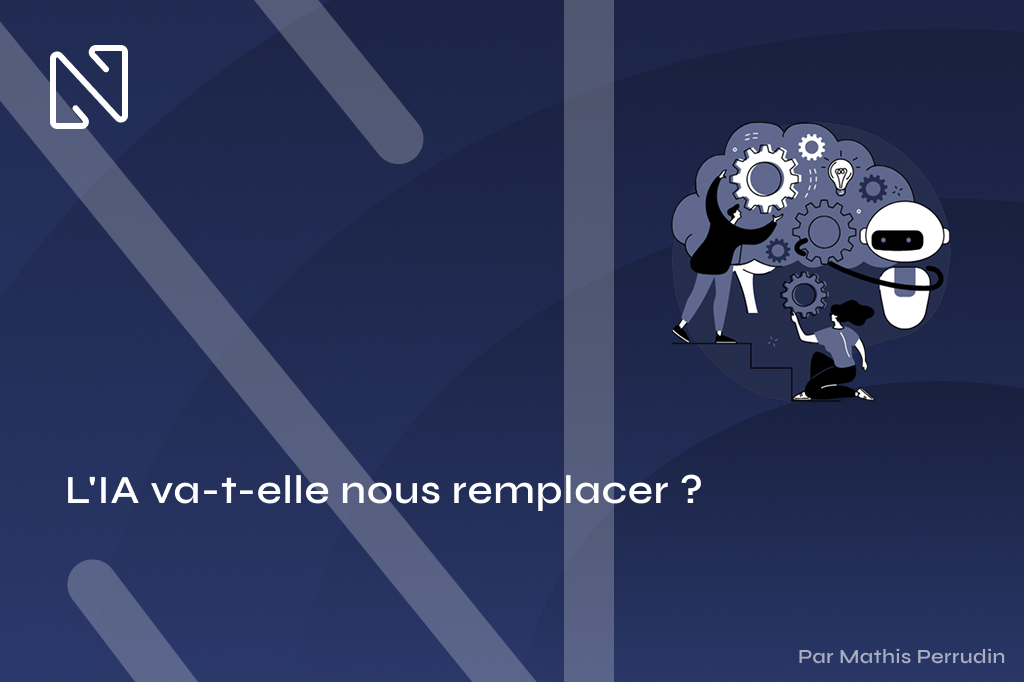 Illustration représentant la question du remplacement IA et la place de l’humain face à l’intelligence artificielle